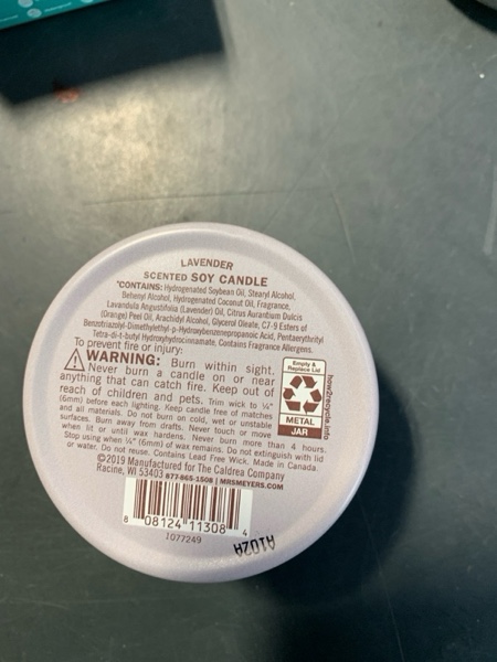 Condition photo showing New/Like New for MRS. MEYER'S CLEAN DAY Soy Tin Candle, 12 Hour Burn Time, Made with Soy Wax and Essential Oils, Lavender, 2.9 Oz Lavender 2.9 Ounce (Pack of 1)