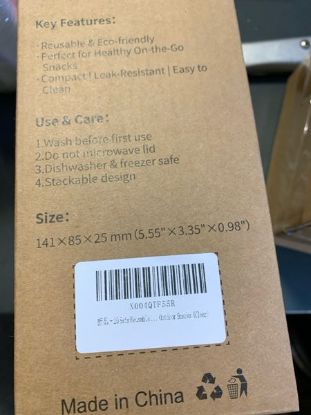 Condition photo showing New/Like New for 20 Sets Reusable Snack Containers with Lids & 20 Sporks – Double Compartment for Portion Control, BPA-Free Leak-Proof Dipping Containers for Meal Prep, Travel, and Outdoor Snacks (Clear)