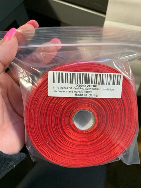 Condition photo showing New/Like New for 1-1/2 inches 50 Yard Red Satin Ribbon for Gift Wrapping, Wedding, Crafts, Christmas,Easter, Floral, Hair, Invitation Decorations and More Red 1-1/2 inches