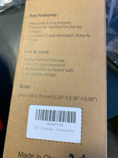 Condition photo showing New/Like New for 20 Sets Reusable Snack Containers with Lids & 20 Sporks – Double Compartment for Portion Control, BPA-Free Leak-Proof Dipping Containers for Meal Prep, Travel, and Outdoor Snacks (Clear)