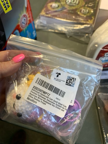 Condition photo showing New/Like New for Refintural Handmade Cute Small Ghost Cute Pendant Halloween Decoration Suitable for Car Rearview Mirror Backpacks Key Chains and Office Desktop?Purple? Ghost-purple