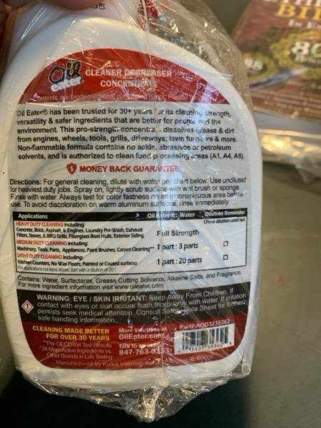 Condition photo showing New/Like New for Oil Eater Original 32 oz Cleaner/Degreaser - Dissolve Grease Oil and Heavy-Duty Stains (Pack of 2)