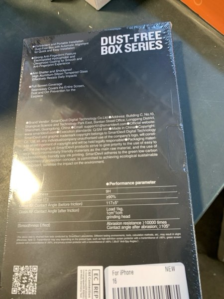 Condition photo showing New/Like New for SMARTDEVIL 2 Pack Privacy Screen Protector for iPhone 16, [Anti-Spy] [Military-Grade Shatterproof] [9H Hardness] Tempered Glass, [Easy Installation] Bubble-Free & Case-Friendly, Dust-Free Box iPhone 16 Privacy