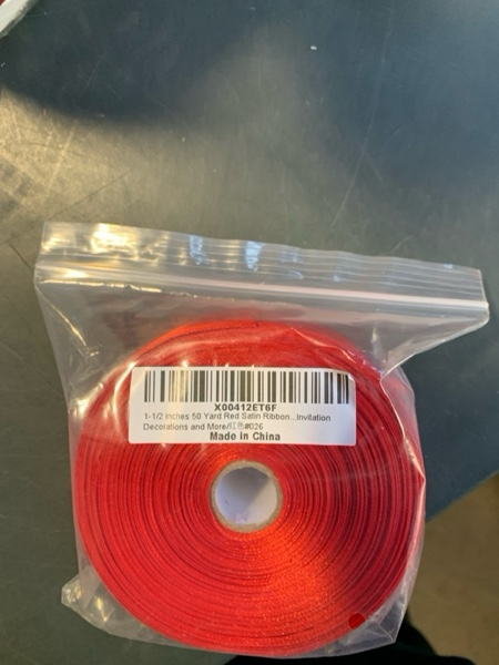 Condition photo showing New/Like New for 1-1/2 inches 50 Yard Red Satin Ribbon for Gift Wrapping, Wedding, Crafts, Christmas,Easter, Floral, Hair, Invitation Decorations and More Red 1-1/2 inches