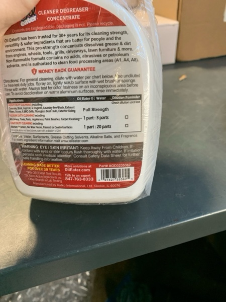 Condition photo showing New/Like New for Oil Eater Original 32 oz Cleaner/Degreaser - Dissolve Grease Oil and Heavy-Duty Stains 
