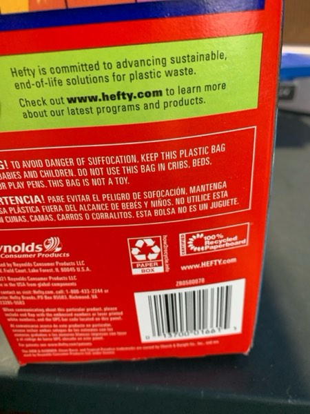 Condition photo showing New/Like New for Hefty Ultra Strong 13 Gallon Trash Bags, Black Tall Kitchen Trash Bags 13 Gallon Size, Break Resistant Drawstring Enclosure, Continuous Odor Control, Blackout, Clean Burst Scent, 80 Bags