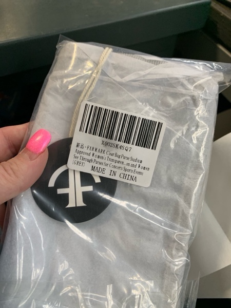 Condition photo showing New/Like New for Clear bag for stadium events, women's Clear Purse crossbody bag, stadium approved with front pocket, perfect for concerts Grey