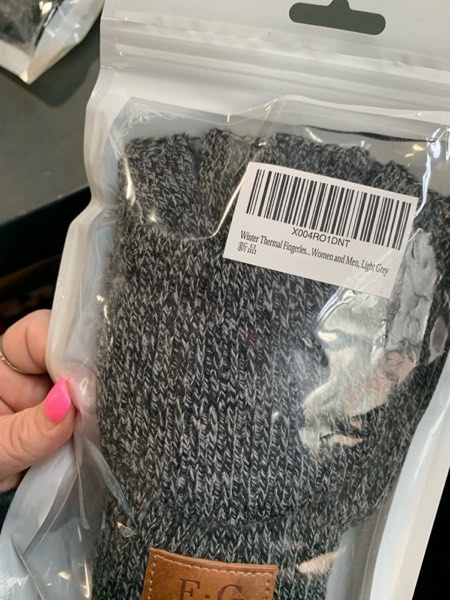 Condition photo showing New/Like New for Winter Thermal Fingerless Gloves Mittens, Knitted Convertible Mittens Flap, Warm Gloves for Women and Men Medium Light Grey