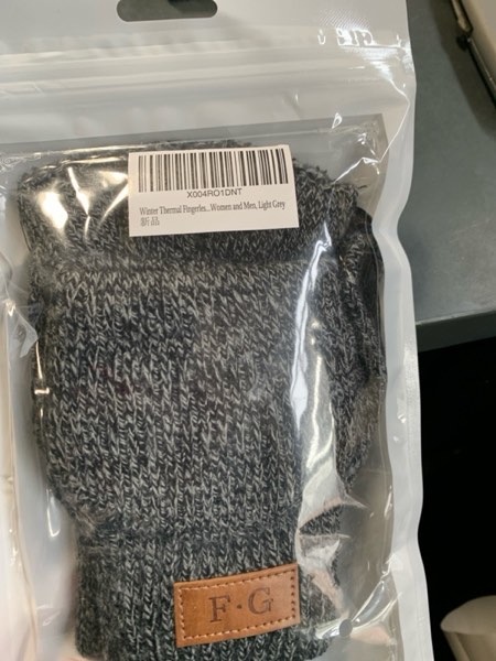 Condition photo showing New/Like New for Winter Thermal Fingerless Gloves Mittens, Knitted Convertible Mittens Flap, Warm Gloves for Women and Men Medium Light Grey