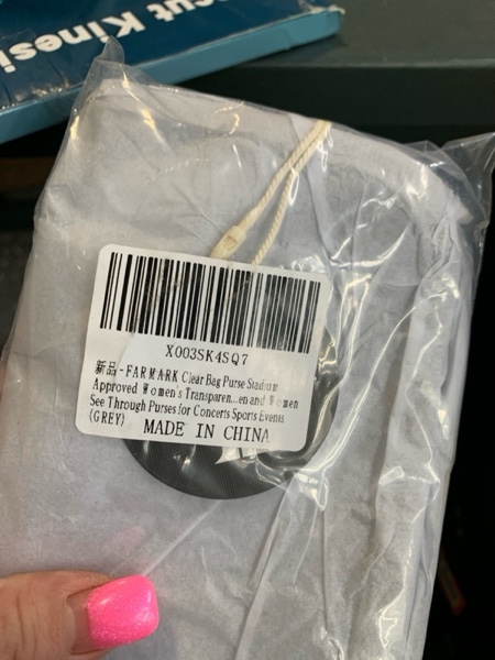 Condition photo showing New/Like New for Clear bag for stadium events, women's Clear Purse crossbody bag, stadium approved with front pocket, perfect for concerts Grey