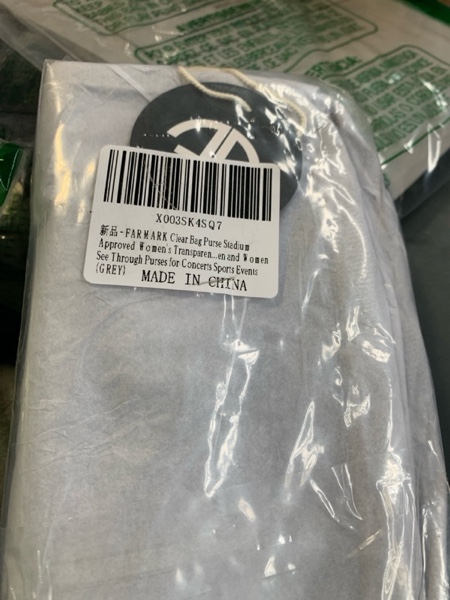 Condition photo showing New/Like New for Clear bag for stadium events, women's Clear Purse crossbody bag, stadium approved with front pocket, perfect for concerts Grey