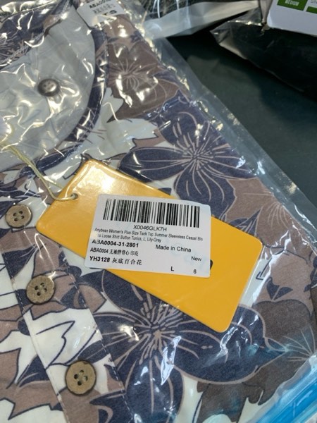 Condition photo showing New/Like New for Women's Plus Size Tank Top Summer Sleeveless Casual Blouses Loose Shirt Button Tunics Lily-grey X-Large