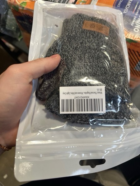 Condition photo showing New/Like New for Winter Thermal Fingerless Gloves Mittens, Knitted Convertible Mittens Flap, Warm Gloves for Women and Men Medium Light Grey