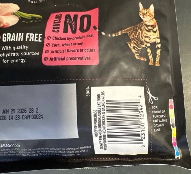 Condition photo showing New/Like New for CRAVE Grain Free Indoor Adult High Protein Natural Dry Cat Food with Protein from Chicken & Salmon, 4 lb. Bag