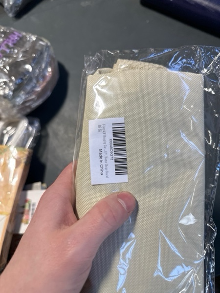 Condition photo showing New/Like New for Fekey&JF Hanging Car Trash Can with Storage Pockets, Waterproof Leakproof Oxford Auto Garbage Bag, Multi-Use Organizer for Outdoor Traveling, Foldable Trash Bin for Truck, SUV, Home (Beige-Black)