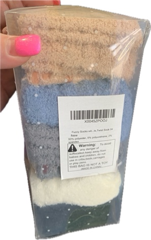 Condition photo showing New/Like New for Fuzzy Socks with Grips for Women — 5 Pairs Soft Fluffy Sleep Cozy Hospital Socks, Non-Skid Plush Slipper Socks Gifts, Twist Sock 04