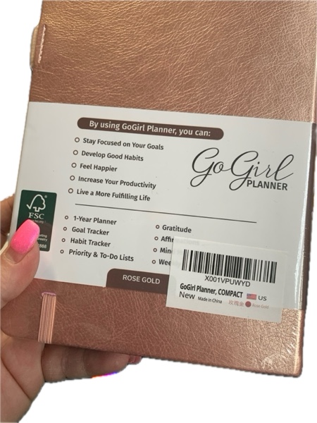 Condition photo showing New/Like New for GoGirl Planner and Organizer for Women – Compact Size Weekly Planner, Goals Journal & Agenda to Improve Time Management, Productivity & Live Happier. Undated – Start Anytime, Lasts 1 Year (Rose Gold)