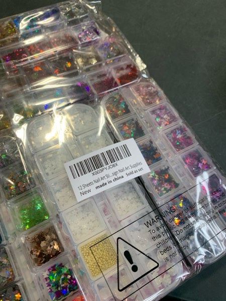 Condition photo showing New/Like New for Teenitor 12 Sheets Nail Art Sticker Self-Adhesive — Flower Nail Stickers 5D Embossed Nail Decals — 5 Boxes Nail Glitter Sequins Flakes, Nail Art Design Tools Self Adhesive (Winter)