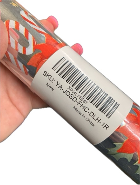 Condition photo showing New/Like New for Yarcony Vintage Christmas Wrapping Paper — Metallic Foil Sweet Poinsettia, Candy Cane Floral Christmas Gift Wrap Paper for Holiday Presents Packaging, Winter Celebration (Mini Roll, 17 Inches x 33 Feet)