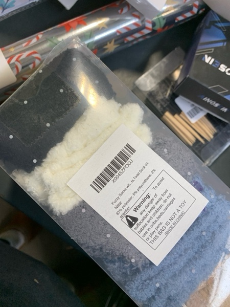 Condition photo showing New/Like New for Fuzzy Socks with Grips for Women, 5 Pairs Soft Fluffy Sleep Cozy Hospital Socks Non Skid Plush Slipper Socks Gifts Twist Sock 04