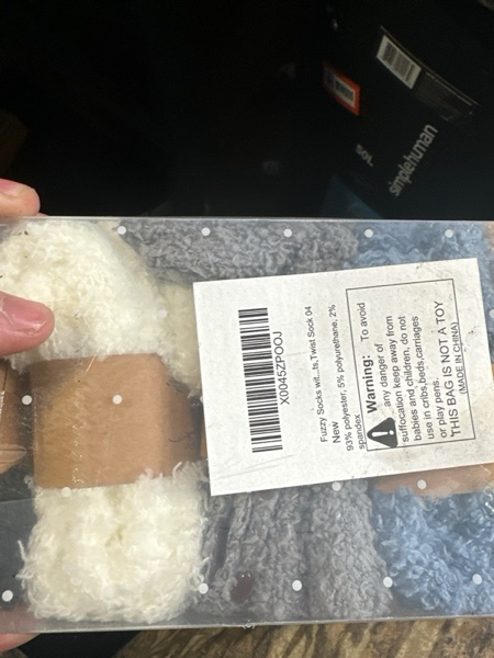 Condition photo showing New/Like New for Fuzzy Socks with Grips for Women, 5 Pairs Soft Fluffy Sleep Cozy Hospital Socks Non Skid Plush Slipper Socks Gifts Twist Sock 04