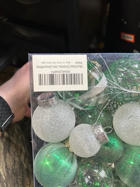 Condition photo showing New/Like New for Christmas Ball Ornaments Set, 34PCS Clear Plastic Shatterproof Christmas Ornaments for Xmas Tree Hanging Decorations, for Indoor Home Thanksgiving Party Decor - Green/White.