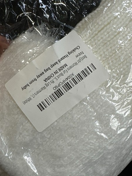 Condition photo showing New/Like New for Bestjybt Womens Fur Boot Socks Knitted Boot Cuffs Leg Warmers White 1