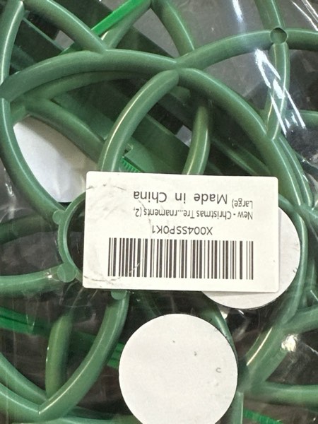 Condition photo showing New/Like New for 2Pcs Christmas Tree Topper Holder, Flat Base Holiday Universal Tree Topper Stabilizer, Green Support Rod with Adjustable attachments to stabilize Seasonal Treetop Ornaments (2, Small) Small 2