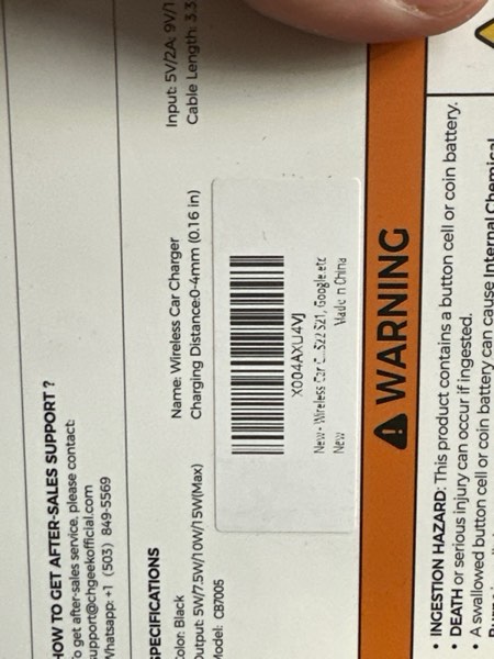 Condition photo showing New/Like New for CHGeek 15W Wireless Car Charger – Auto-Clamping Qi Fast Charging Vent Mount with LED Light; Compatible with iPhone 13-16 & Samsung S22-S24