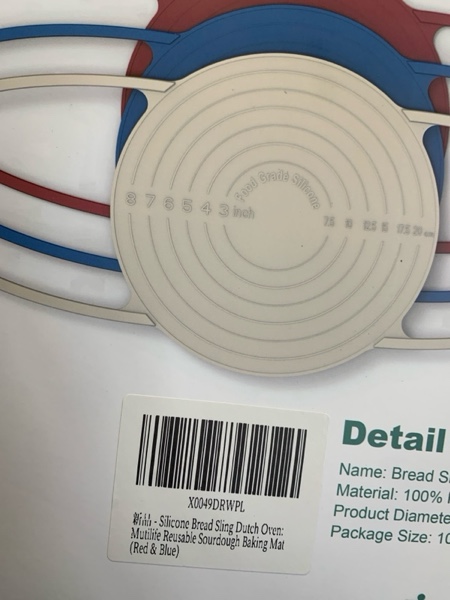 Condition photo showing New/Like New for Silicone Bread Sling Dutch Oven - Non-Stick & Easy Clean Reusable Sourdough Bread Mat Sling with Long Handles,Round Baking Tools and Supplies (Beige & Red)