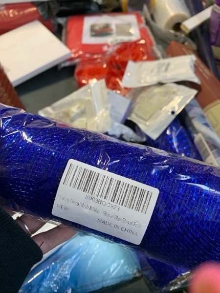 Condition photo showing New/Like New for Anivia Deco Mesh Ribbon, 10inch x 30 Feet Each Roll Metallic Foil Mesh Ribbon for Wreaths Swags, Holloween, and Christmas Tree Decoration (Royal Blue/Royal Foil)