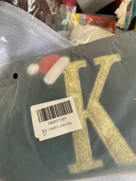 Condition photo showing New/Like New for 20 Inches Monogrammed Christmas Stockings with Letters,Super Soft Christmas Stockings Large Monogram Stockings Red Letter Stockings for Christmas Holiday Xmas Gift… Green Letter K
