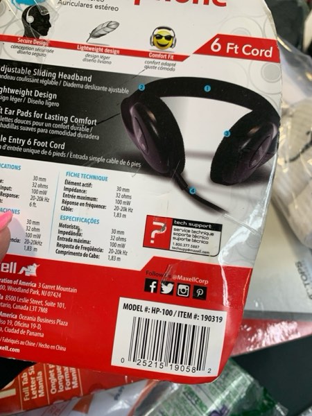 Condition photo showing New/Like New for Maxell 190319 Over Ear Headphones