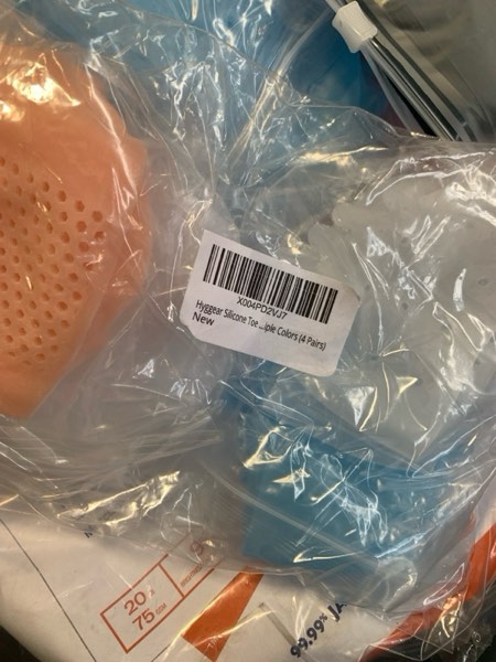 Condition photo showing New/Like New for Silicone Toe Separators for Women & Men, 4 Packs Toe Separators Bunion Corrector Cushion, Breathable Soft and Comfortable Gel Foot Cushions, Multiple Colors (4 Pairs)