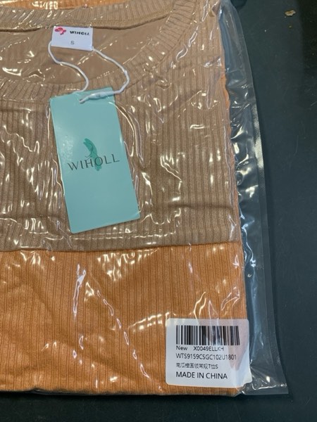 Condition photo showing New/Like New for (Size S) WIHOLL Womens Fall Fashion 2025 Long Sleeve Shirts Color Block Knitted Ribbed Tunic Tops Casual Loose Fit Trendy Baby Khaki Small