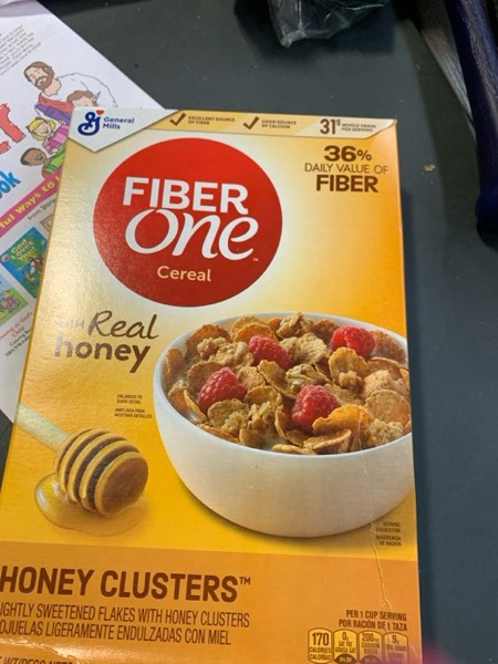 Condition photo showing New/Like New for Fiber One Honey Clusters Breakfast Cereal, Fiber Cereal Made with Whole Grain, 17.5 oz