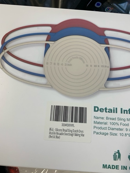 Condition photo showing New/Like New for Silicone Bread Sling Dutch Oven - Non-Stick & Easy Clean Reusable Sourdough Bread Mat Sling with Long Handles,Round Baking Tools and Supplies (Beige & Red)