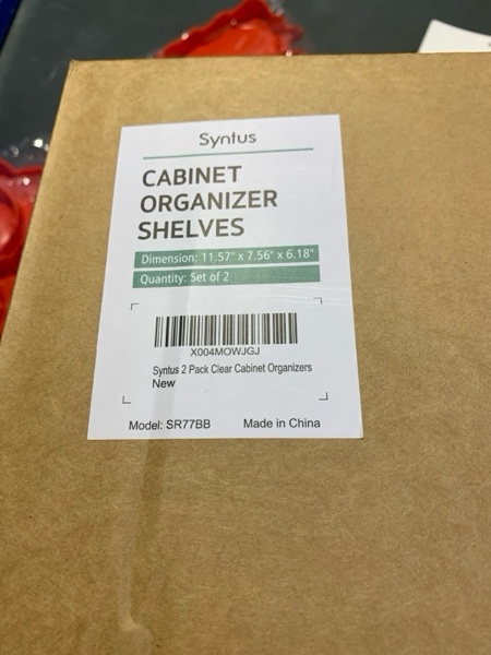 Condition photo showing New/Like New for Syntus Clear Cabinet Organizer, Kitchen Shelf Organizers Set of 2 for Pantry Shelf, Plate & Spice Rack Organization
