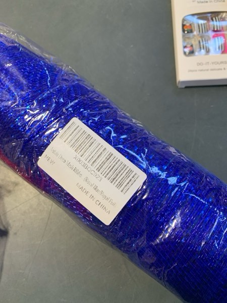 Condition photo showing New/Like New for Anivia Deco Mesh Ribbon, 10inch x 30 Feet Each Roll Metallic Foil Mesh Ribbon for Wreaths Swags, Holloween, and Christmas Tree Decoration (Royal Blue/Royal Foil)