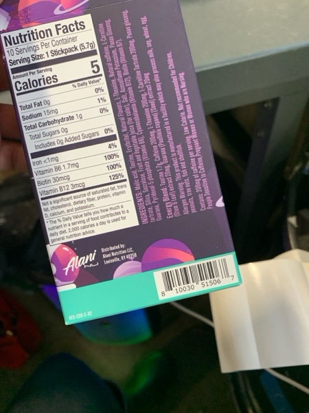 Condition photo showing New/Like New for Alani Nu COSMIC STARDUST, Energy Sticks Drink Powder, 200mg Caffeine, Pre Workout Performance with Antioxidants, On-The-Go Drink Mix, Biotin, B Vitamins, Zero Sugar, 5 Calories, 10 Pack | 200mg Caffeine, with Antioxidants, On-The-Go Drink Mix, Biotin, B Vitamins