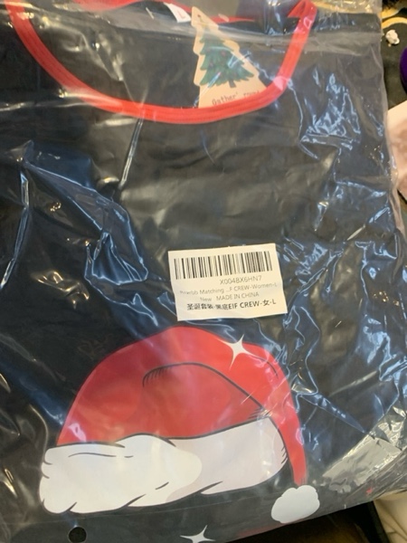 Condition photo showing New/Like New for Rnxrbb 2025 Matching Family Christmas Pajamas Holiday Family Christmas Pjs Set Sleepwear Xmas Jammies Men Women Kids Couples Women Large Black Eif Crew