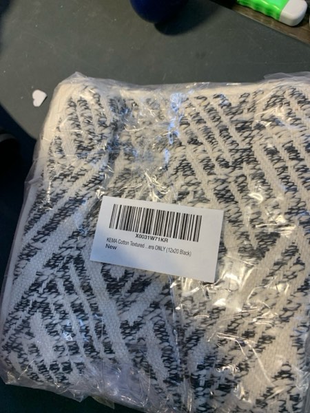 Condition photo showing New/Like New for KEMA Decorative Throw Pillow Covers 12x20 Inch Set of 2 Jacquard Pillowcase Soft, Plush Farmhouse Oblong Cushion Cases for Home Sofa Bedroom Couch Living Room with Hidden Zipper - Black