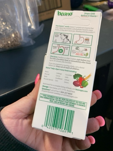 Condition photo showing New/Like New for beano To Go Gas Prevention, Food Enzyme Dietary Supplement, Help Digest Gas-Causing Foods, 12 Tablets