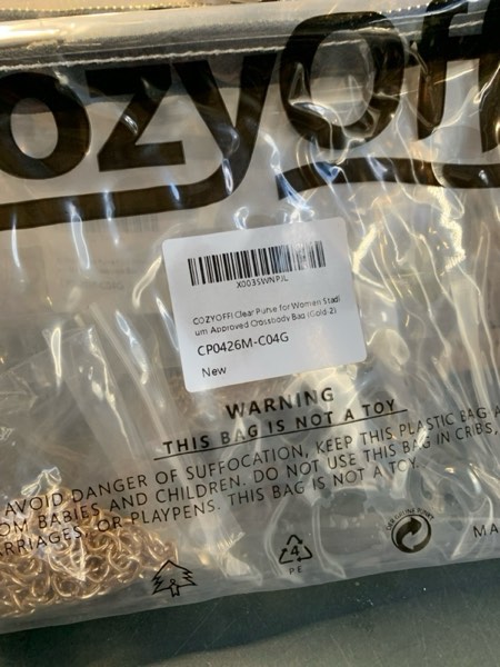 Condition photo showing New/Like New for Clear Bag Stadium Approved: Suit for Quick Security Check - Small Transparent Purse for Women C04-gold 2