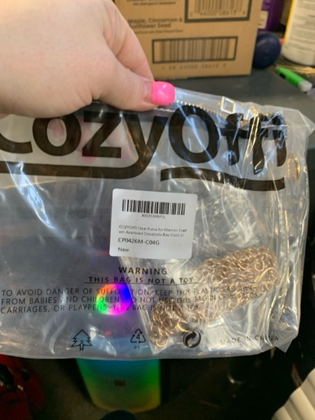 Condition photo showing New/Like New for Clear Bag Stadium Approved: Suit for Quick Security Check - Small Transparent Purse for Women C04-gold 2