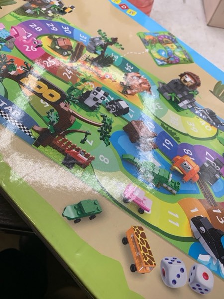Condition photo showing New/Like New for HOGOKIDS 23 Animals Valentines Party Favors for Kids Building Set - 2-in-1 Zoo Scene Board Game with Play Mat, 2 Dice, 4 Animal Cars, Valentines Classroom School Gifts for Kids Boys Girls 6+ Years Old