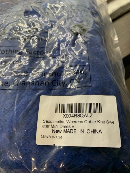 Condition photo showing New/Like New for Saodimallsu Womens Cable Knit Mini Sweater Dress V Neck Long Sleeve Preppy Color Block Pullover Tunic Sweaters Large Navy