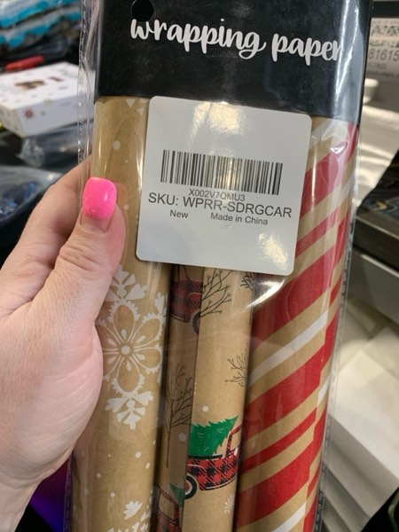 Condition photo showing New/Like New for MAYPLUSS Christmas Wrapping Paper Roll - 17in x 120in Per roll - Christmas Kraft Paper roll White Snowflake Red Truck,Stripefor Party,Birthday, Wedding,Anniversary (42.3 sqft) Brown and Red
