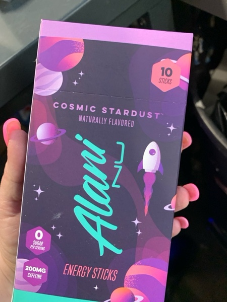 Condition photo showing New/Like New for Alani Nu COSMIC STARDUST, Energy Sticks Drink Powder, 200mg Caffeine, Pre Workout Performance with Antioxidants, On-The-Go Drink Mix, Biotin, B Vitamins, Zero Sugar, 5 Calories, 10 Pack | 200mg Caffeine, with Antioxidants, On-The-Go Drink Mix, Biotin, B Vitamins
