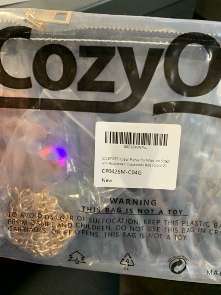 Condition photo showing New/Like New for Clear Bag Stadium Approved: Suit for Quick Security Check - Small Transparent Purse for Women C04-gold 2